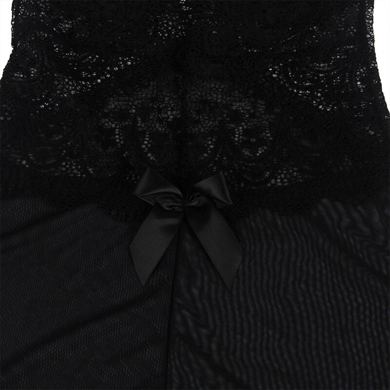 SUBBLIME - TISSU TULLE BABYDOLL AVEC DENTELLE ET DÉTAIL FLEUR NOIR S/M - 7eme ciel
