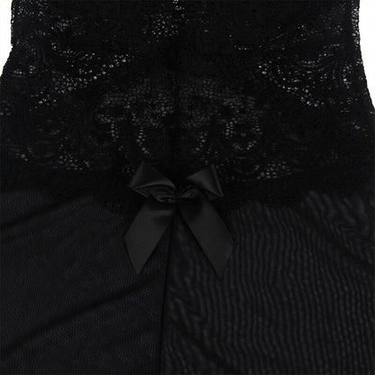 SUBBLIME - TISSU TULLE BABYDOLL AVEC DENTELLE ET DÉTAIL FLEUR NOIR S/M - 7eme ciel
