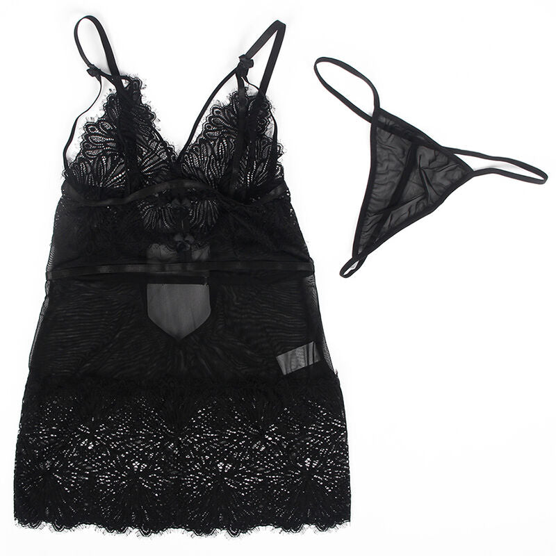 SUBBLIME - BABYDOLL  BRETELLES EN DENTELLE RÉGLABLES NOIR S/M - 7eme ciel