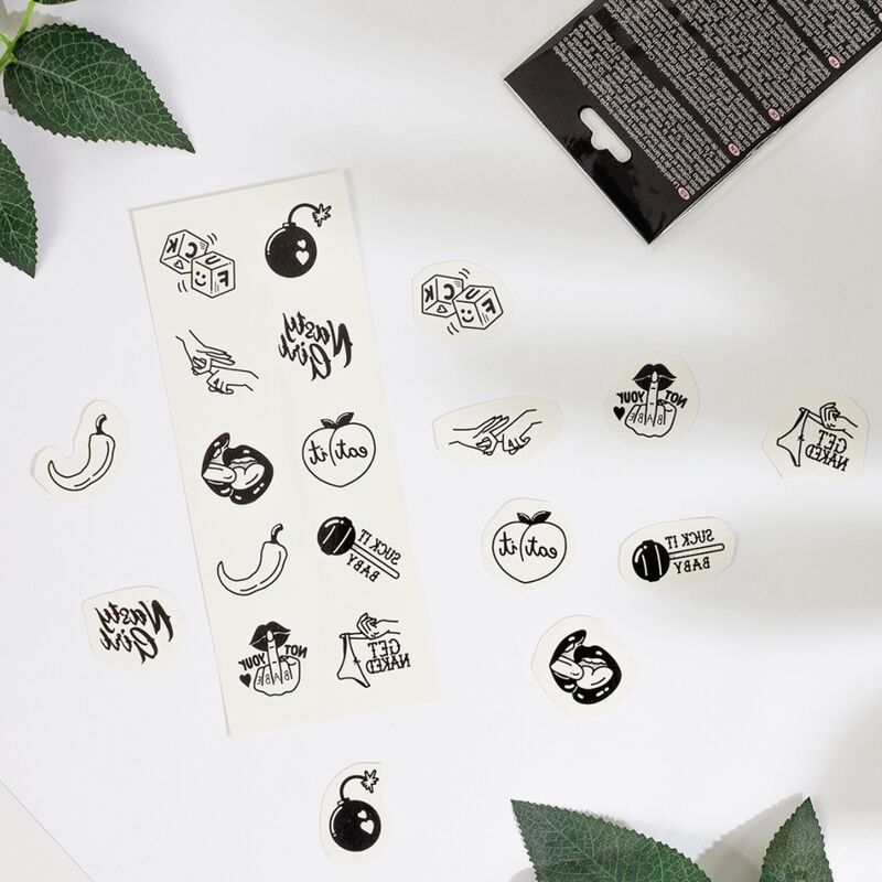 SECRET PLAY - LOT DE 10 TATOUAGES TEMPORAIRES SPICY COLLECTION - 7eme ciel