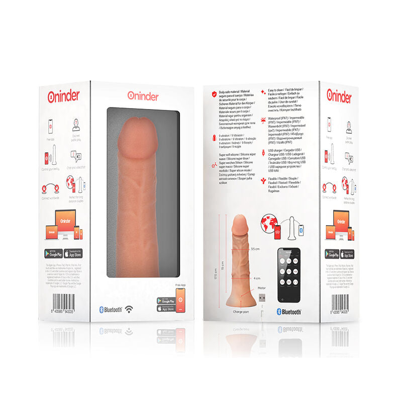 ONINDER - PETIT GODE VIBRATEUR BOGOTÁ 9 VITESSES NATUREL 17.5 CM -O- 4 CM - APPLICATION GRATUITE - 7eme ciel