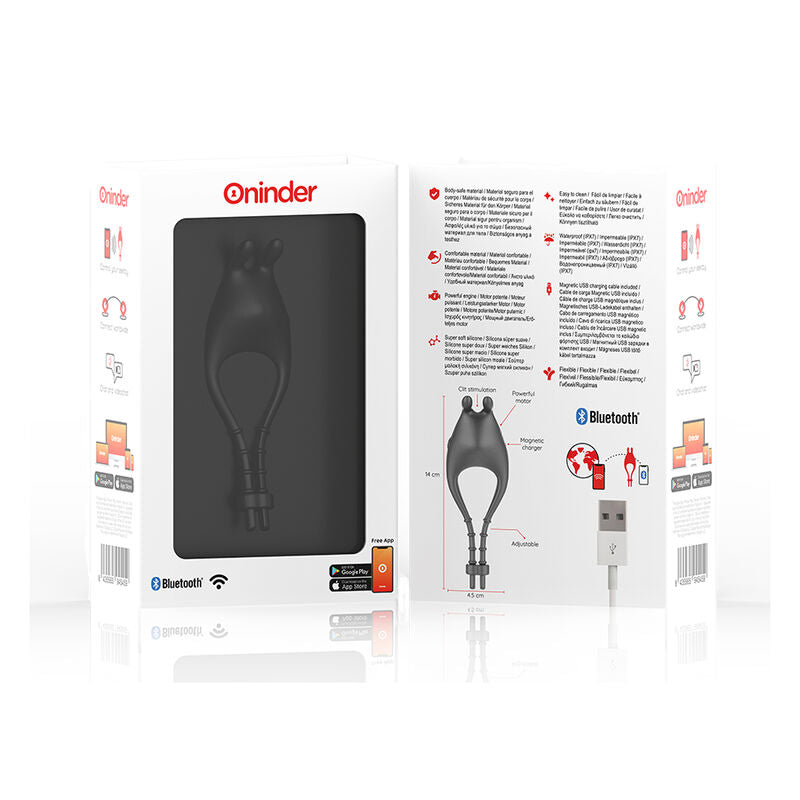 ONINDER - ANNEAU VIBRATEUR RÉGLABLE RECHARGEABLE PAMPA AVEC STIMULATEUR DE CLITORIS 10 VITESSES - APPLICATION GRATUITE - 7eme ciel