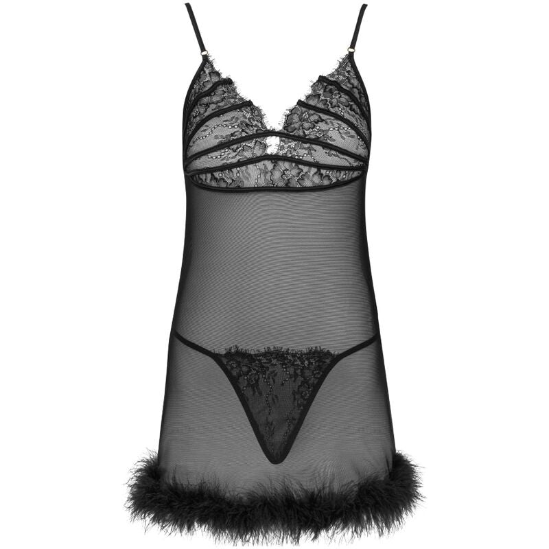 LIVCO CORSETTI FASHION - ENSEMBLE ZERUNAM BABYDOLL + STRING NOIR - 7eme ciel