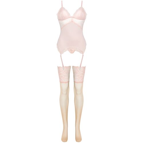 LIVCO CORSETTI FASHION - ENSEMBLE PERSINNE PÊCHE CORSET + CULOTTE + BAS