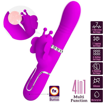 PRETTY LOVE - VIBRATEUR MULTIFONCTION LAPIN 4 EN 1 PAPILLON FUCHSIA - 7eme ciel