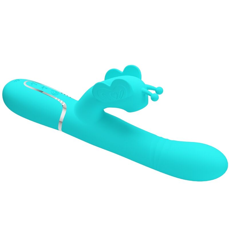 PRETTY LOVE - VIBRATEUR MULTIFONCTION LAPIN 4 EN 1 PAPILLON AQUA VERT - 7eme ciel