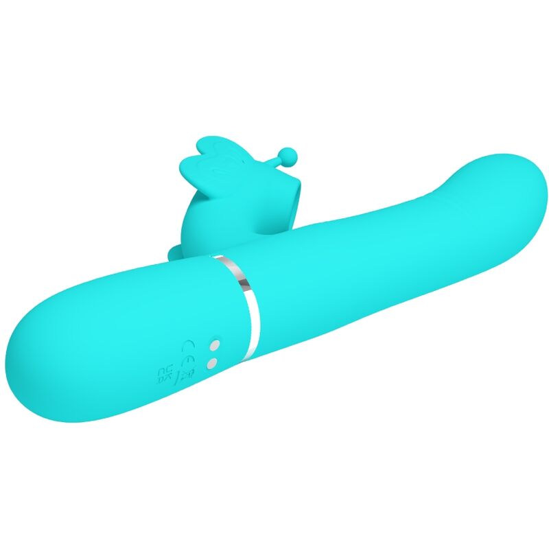 PRETTY LOVE - VIBRATEUR MULTIFONCTION LAPIN 4 EN 1 PAPILLON AQUA VERT - 7eme ciel