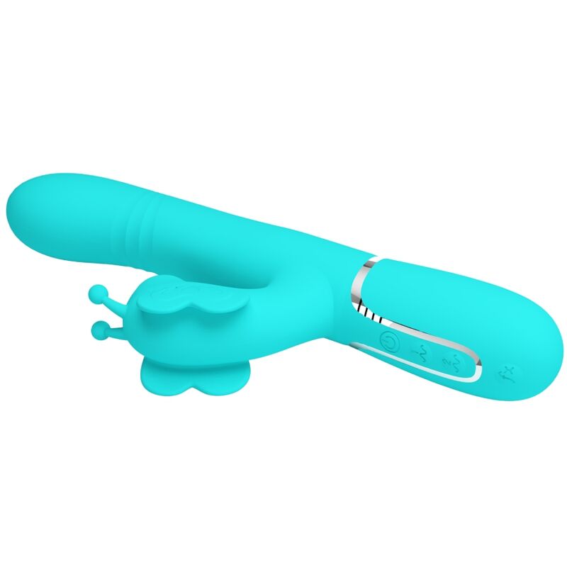 PRETTY LOVE - VIBRATEUR MULTIFONCTION LAPIN 4 EN 1 PAPILLON AQUA VERT - 7eme ciel
