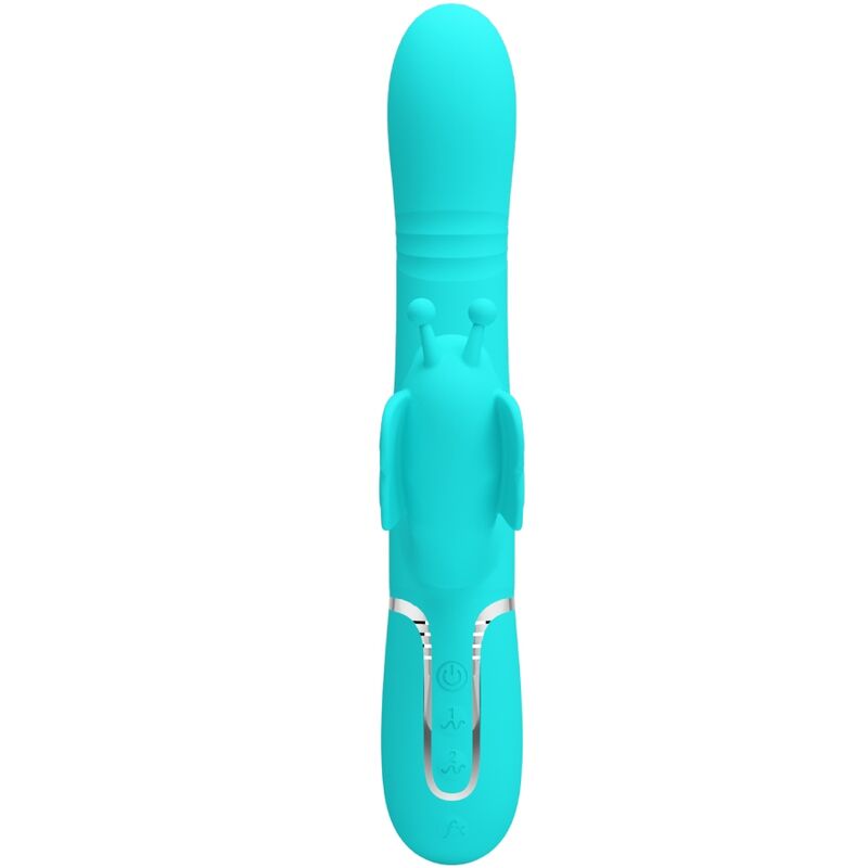 PRETTY LOVE - VIBRATEUR MULTIFONCTION LAPIN 4 EN 1 PAPILLON AQUA VERT - 7eme ciel