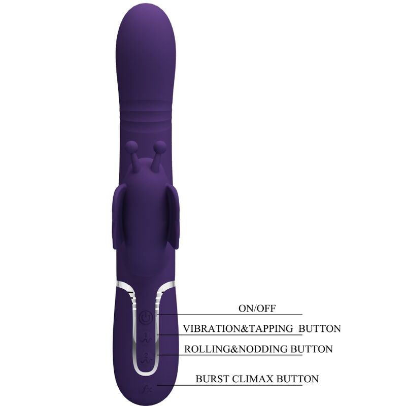 PRETTY LOVE - VIBRATEUR MULTIFONCTION LAPIN 4 EN 1 PAPILLON VIOLET - 7eme ciel