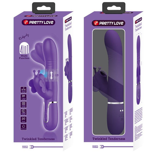 PRETTY LOVE - VIBRATEUR MULTIFONCTION LAPIN 4 EN 1 PAPILLON VIOLET - 7eme ciel