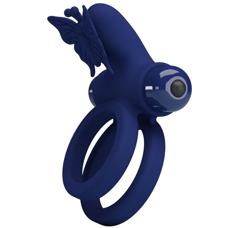 PRETTY LOVE - JAMELE DOUBLE ANNEAU AVEC VIBRATION & STIMULATEUR DE PAPILLON BLEU - 7eme ciel