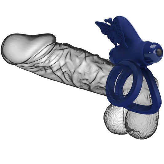 PRETTY LOVE - JAMELE DOUBLE ANNEAU AVEC VIBRATION & STIMULATEUR DE PAPILLON BLEU - 7eme ciel