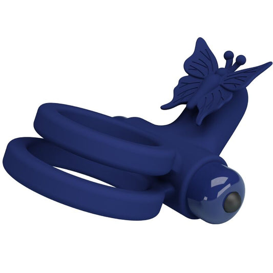 PRETTY LOVE - JAMELE DOUBLE ANNEAU AVEC VIBRATION & STIMULATEUR DE PAPILLON BLEU - 7eme ciel