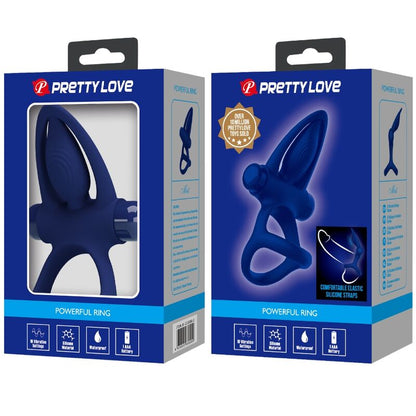 PRETTY LOVE - MAT DOUBLE ANNEAU AVEC VIBRATION & STIMULATEUR BLEU - 7eme ciel