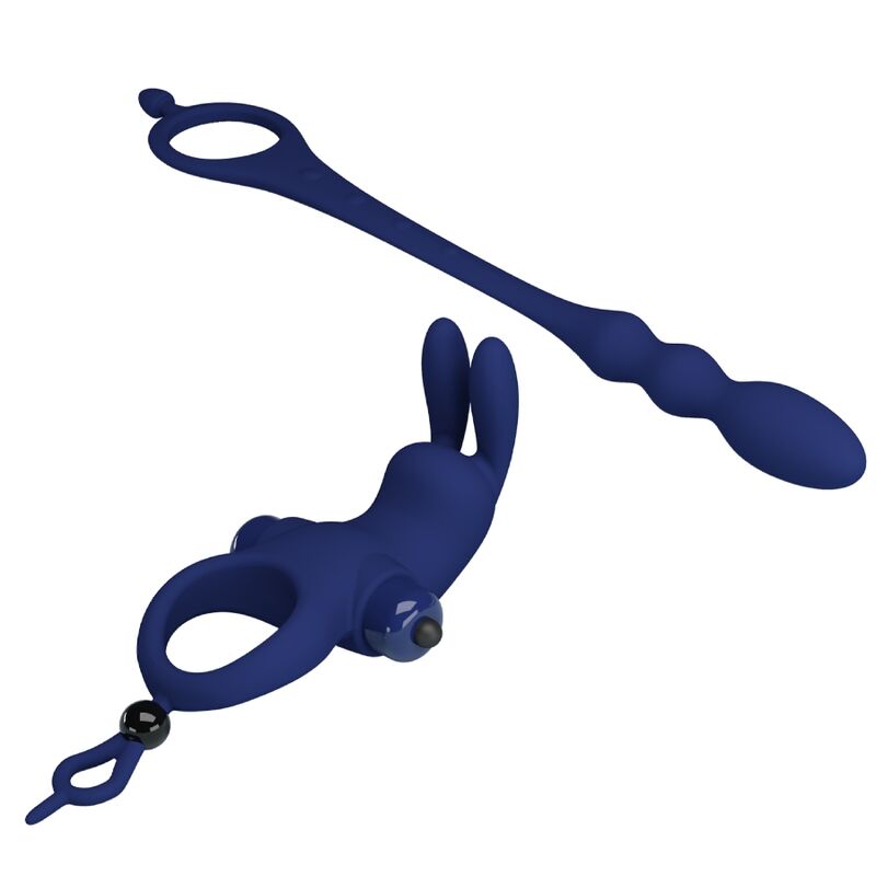 PRETTY LOVE - AYAD ANNEAU VIBRATEUR LAPIN AVEC PLUG BLEU - 7eme ciel
