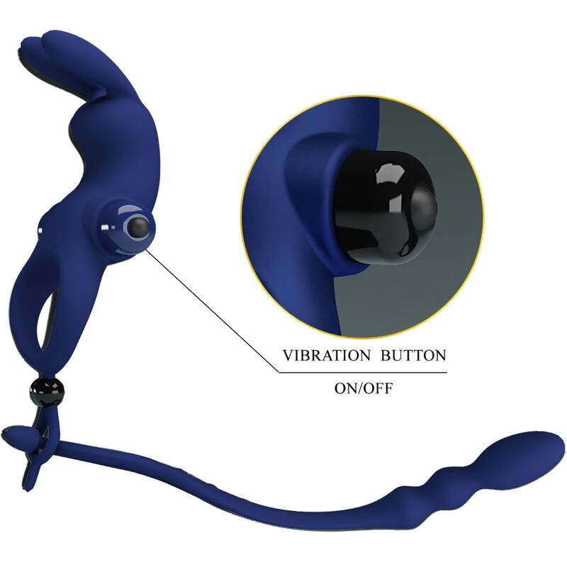 PRETTY LOVE - AYAD ANNEAU VIBRATEUR LAPIN AVEC PLUG BLEU - 7eme ciel