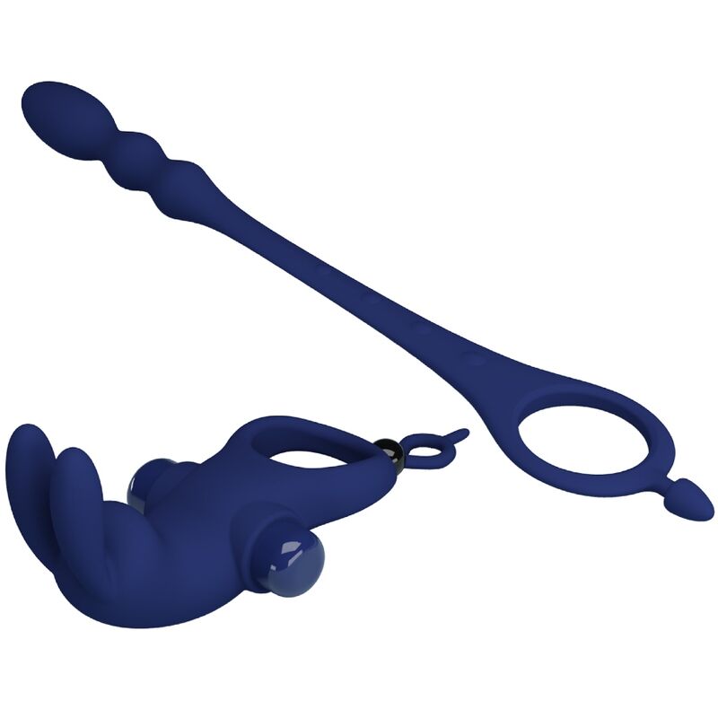 PRETTY LOVE - AYAD ANNEAU VIBRATEUR LAPIN AVEC PLUG BLEU - 7eme ciel