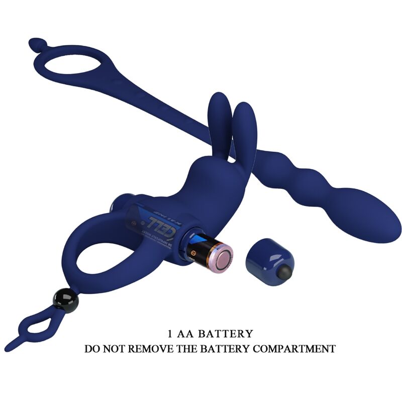 PRETTY LOVE - AYAD ANNEAU VIBRATEUR LAPIN AVEC PLUG BLEU - 7eme ciel