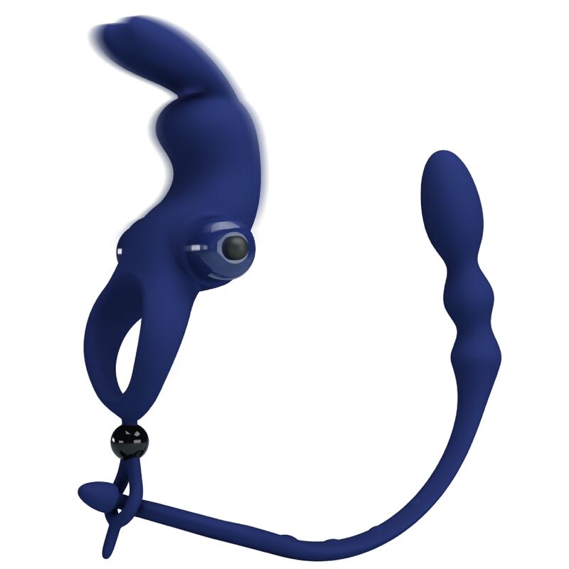 PRETTY LOVE - AYAD ANNEAU VIBRATEUR LAPIN AVEC PLUG BLEU - 7eme ciel
