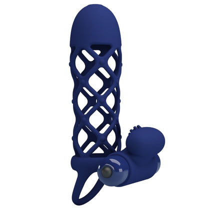 PRETTY LOVE - GIANN ANNEAU VIBRATEUR AVEC GAINE EN SILICONE BLEU - 7eme ciel
