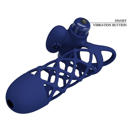 PRETTY LOVE - GIANN ANNEAU VIBRATEUR AVEC GAINE EN SILICONE BLEU - 7eme ciel