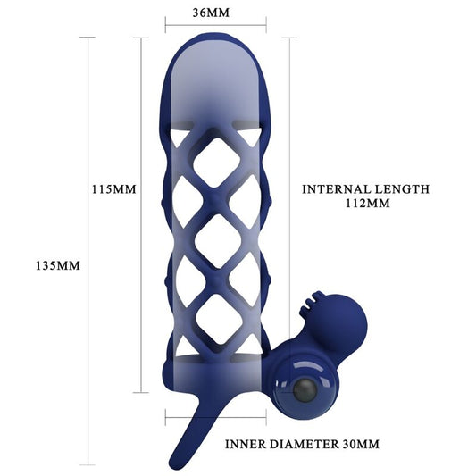 PRETTY LOVE - GIANN ANNEAU VIBRATEUR AVEC GAINE EN SILICONE BLEU - 7eme ciel