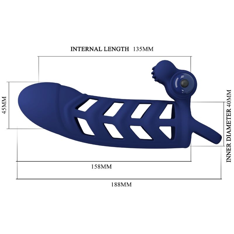 PRETTY LOVE - ALTAF ANNEAU VIBRATEUR AVEC GAINE EN SILICONE BLEU - 7eme ciel