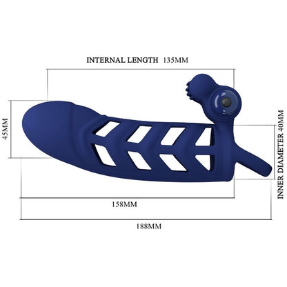 PRETTY LOVE - ALTAF ANNEAU VIBRATEUR AVEC GAINE EN SILICONE BLEU - 7eme ciel