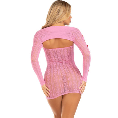 LEG AVENUE - ROBE COEUR & NOEUDS ROSE TAILLE UNIQUE - 7eme ciel