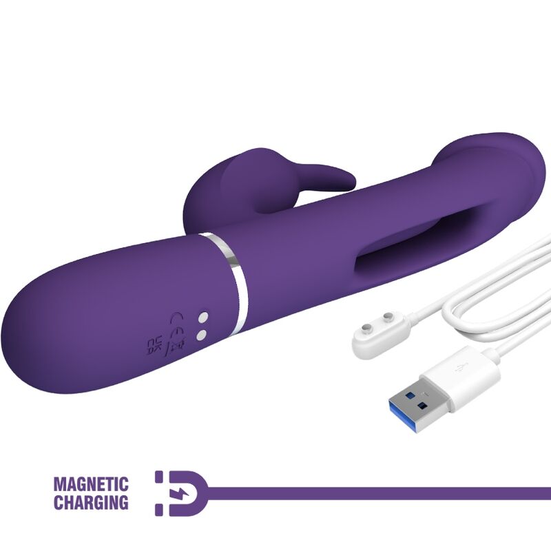 PRETTY LOVE - VIBRATEUR MULTIFONCTION 3 EN 1 KAMPAS RABBIT AVEC LANGUE VIOLET - 7eme ciel