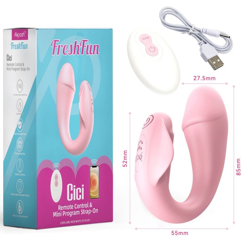 ARMONY - FRESHFUN CICI STAP-ON VIBRATEUR TÉLÉCOMMANDE ET APPLICATION 10 VIBRATIONS ROSE - 7eme ciel