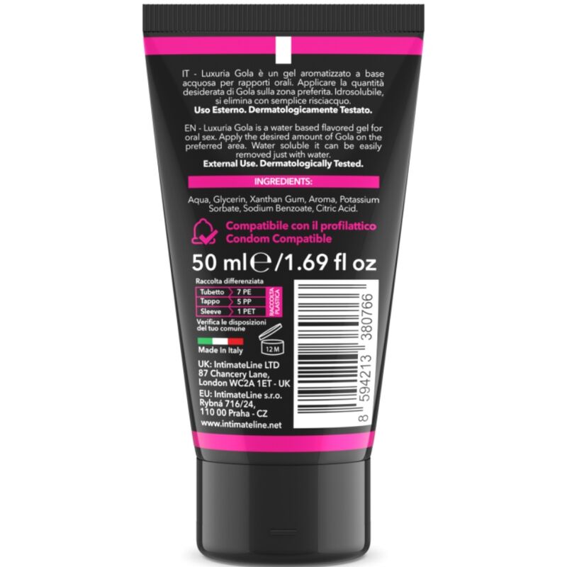 INTIMATELINE LUXURIA - GEL SEXUEL ORAL SAVEUR CERISE 50 ML - 7eme ciel