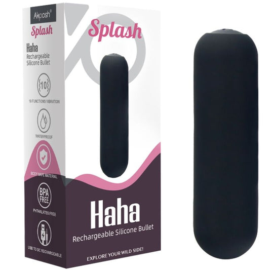 ARMONY - SPLASH HAHA VIBRATEUR BULLET SILICONE 10 VIBRATIONS 75 X 19 CM NOIR - 7eme ciel