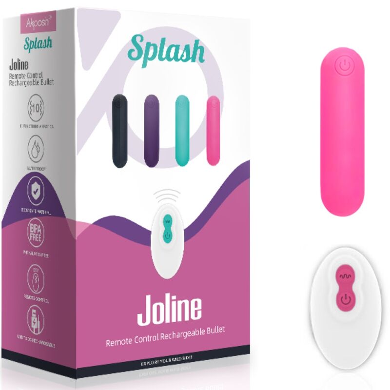 ARMONY - SPLASH JOLINE VIBRATEUR BULLET TÉLÉCOMMANDE EN SILICONE 10 VIBRATIONS 65 X 15 CM ROSE - 7eme ciel