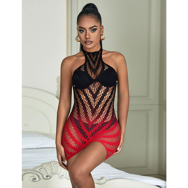 SUBBLIME - 952242 ROBE RÉSILLE ÉLASTIQUE DÉGRADÉ ROUGE ET NOIR TAILLE UNIQUE - 7eme ciel