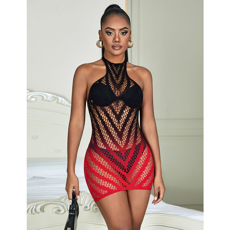 SUBBLIME - 952242 ROBE RÉSILLE ÉLASTIQUE DÉGRADÉ ROUGE ET NOIR TAILLE UNIQUE - 7eme ciel
