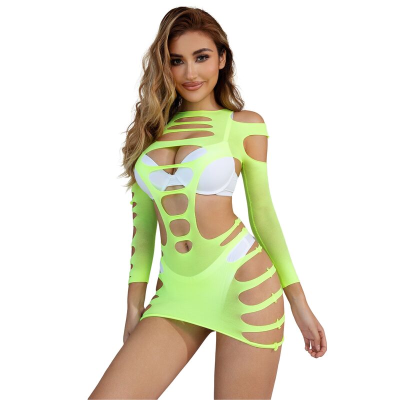 SUBBLIME - 952280 ROBE RÉSILLE ÉLASTIQUE MANCHES LONGUES VERT TAILLE UNIQUE - 7eme ciel