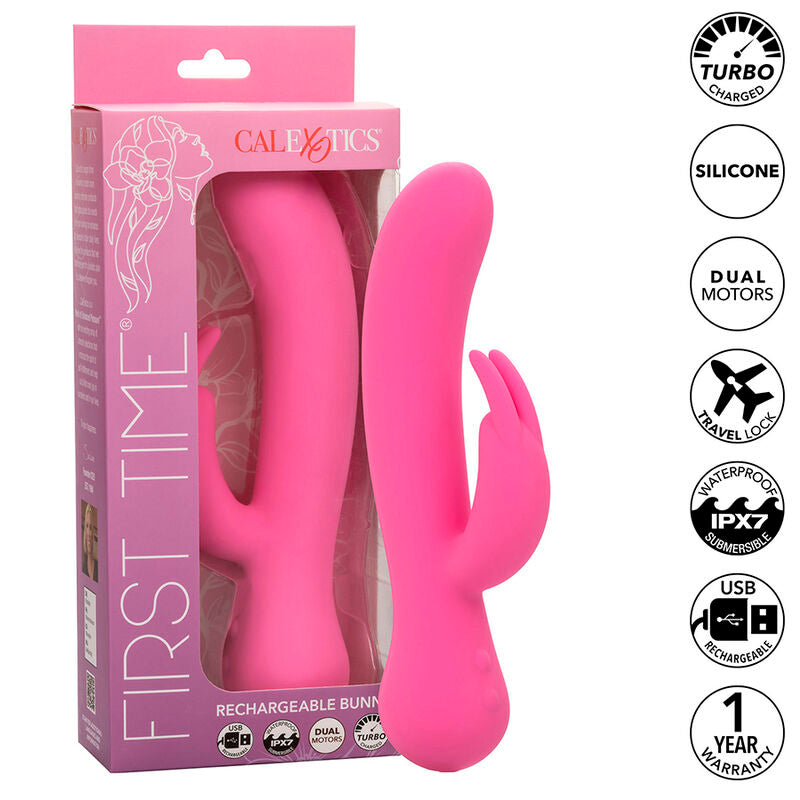 CALEXOTICS - FIRST TIME VIBRATEUR LAPIN RECHARGEABLE ROSE - 7eme ciel