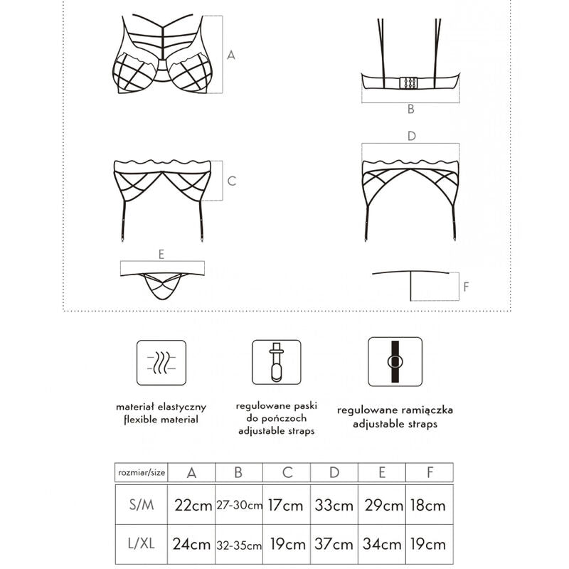 LIVCO CORSETTI FASHION - SOLEDAD LC 20217 SOUTIEN-GORGE + CULOTTE + JARRETIÈRE S/M - 7eme ciel