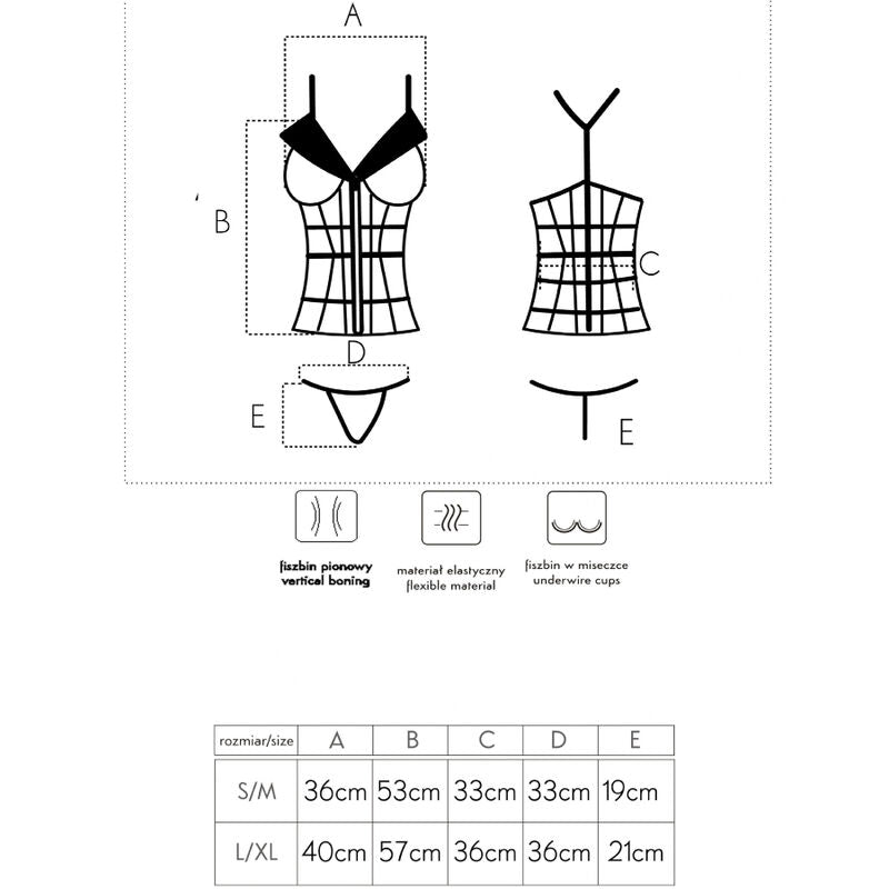 LIVCO CORSETTI FASHION - LAURA LC 20215 CORSET + STRING S/M - 7eme ciel