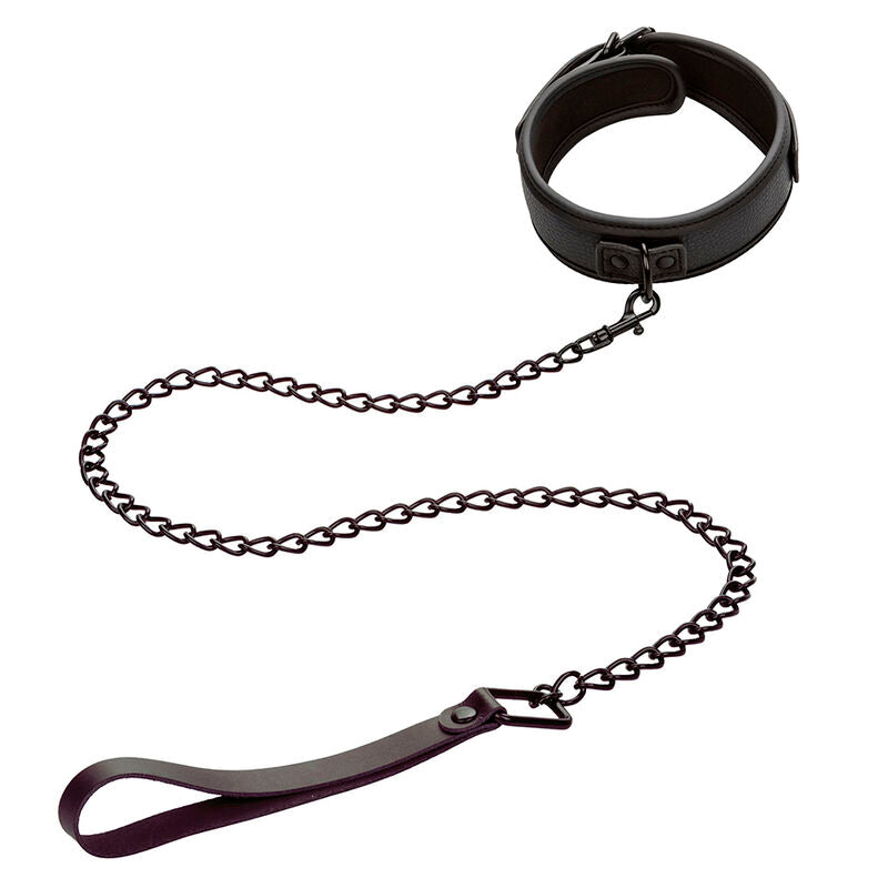 CALEXOTICS - NOCTURNAL COLLIER ET LAISSE EN CUIR RÉGLABLE NOIR - 7eme ciel