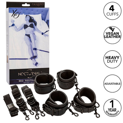 CALEXOTICS - NOCTURNAL CEINTURE DE LIT RÉGLABLE EN CUIR NOIR - 7eme ciel
