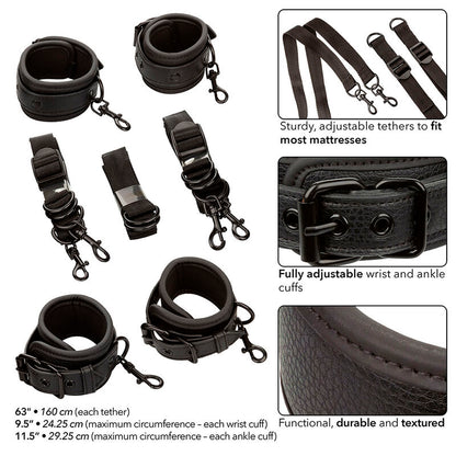 CALEXOTICS - NOCTURNAL CEINTURE DE LIT RÉGLABLE EN CUIR NOIR - 7eme ciel