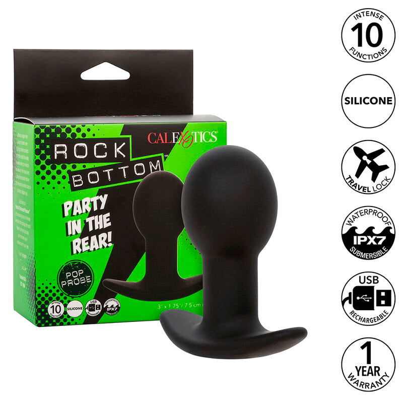 CALEXOTICS - ROCK BOTTOM PLUG ANAL 10 VIBRATIONS SILICONE NOIR - 7eme ciel