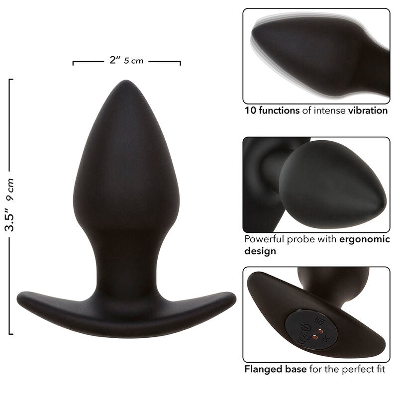 CALEXOTICS - ROCK BOTTOM PLUG ANAL PARFAIT 10 VIBRATIONS SILICONE NOIR - 7eme ciel
