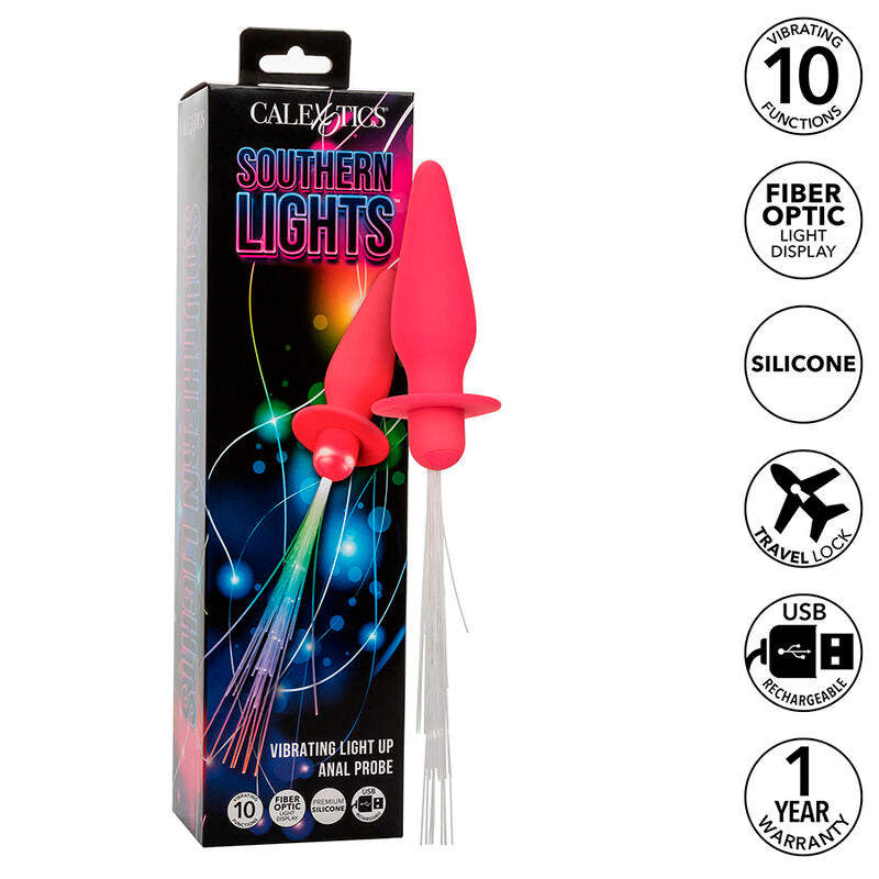 CALEXOTICS - SOUTHERN LIGHTS LIGHT UP PLUG ANAL 10 VIBRATIONS SILICONE ROSE - 7eme ciel
