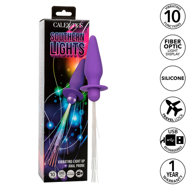 CALEXOTICS - SOUTHERN LIGHTS LIGHT UP PLUG ANAL10 VIBRATIONS SILICONE VIOLET - 7eme ciel
