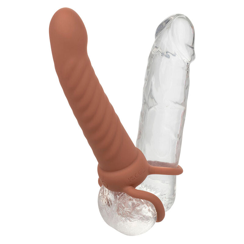 CALEXOTICS - MAXX RIBBED DOUBLE PÉNÉTRATEUR 10 VIBRATIONS MARRON - 7eme ciel