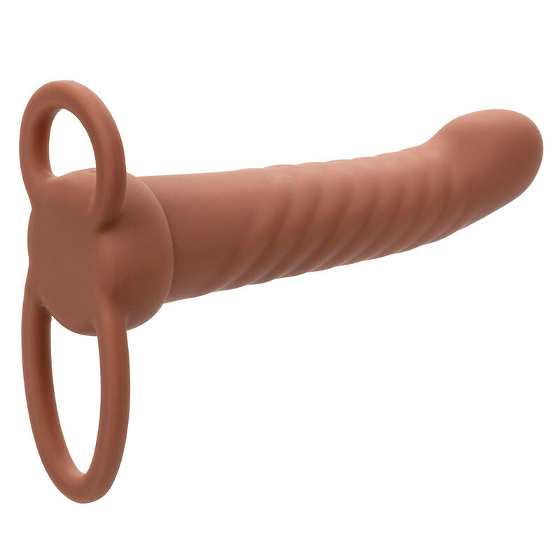 CALEXOTICS - MAXX RIBBED DOUBLE PÉNÉTRATEUR 10 VIBRATIONS MARRON - 7eme ciel
